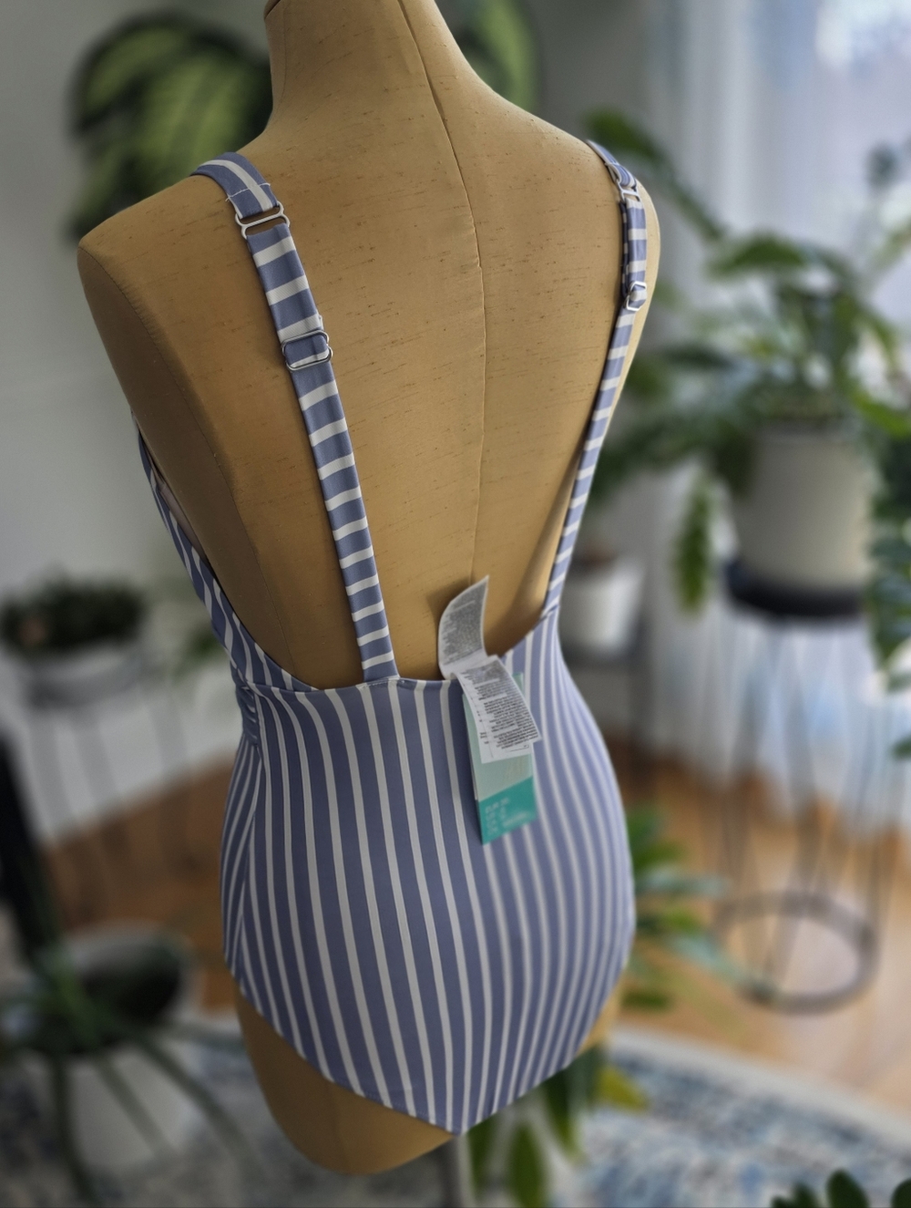 ☀️ H&M Blue White Striped One Piece Swimsuit Size S - Picture 7 of 8